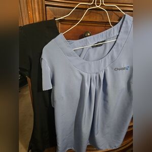 Chase Blue Blouse with Black Skirt
